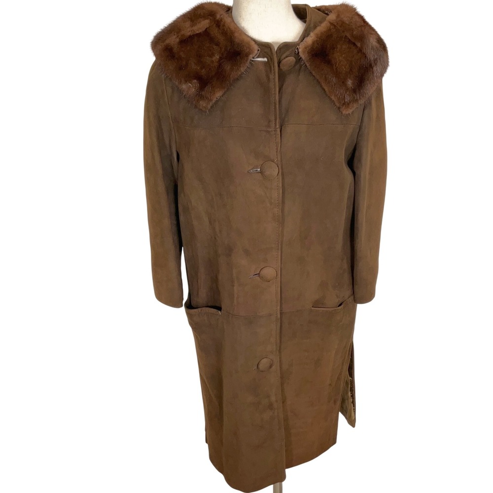 Vintage Jayson's McKeesport Braddock Coat Women‎ Medium Brown Suede Mink Collar